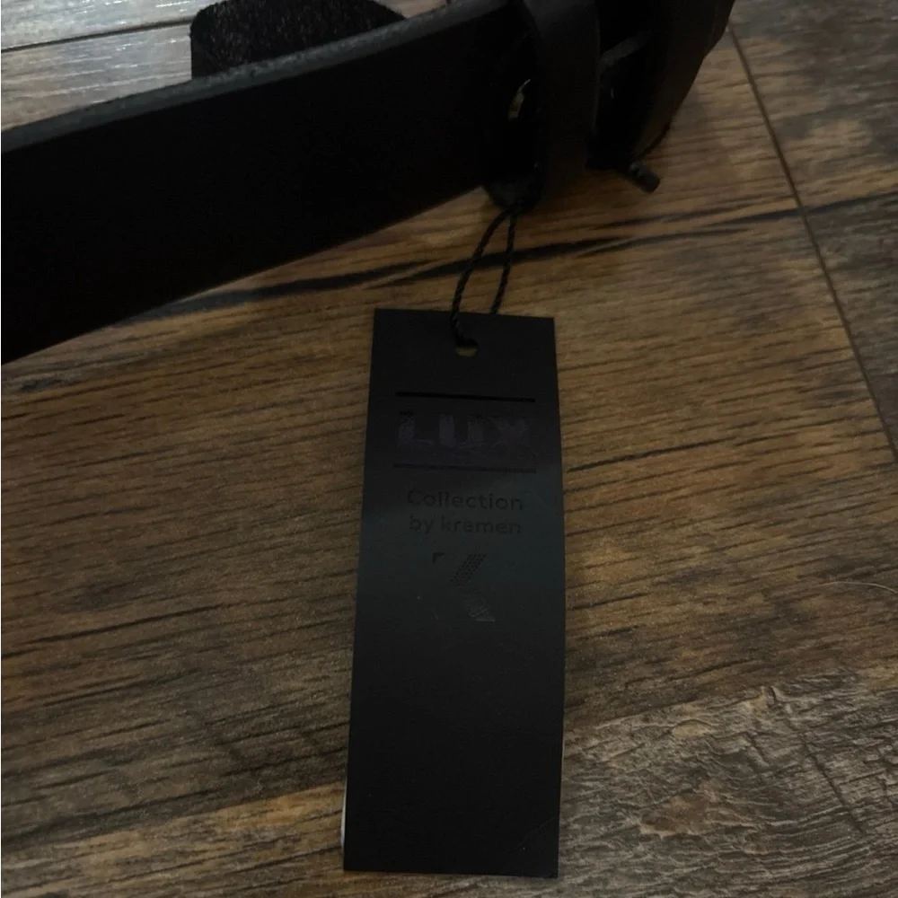 Lux Collection by Kremen Denver Men's Belt in Black Premium‎ Calfskin Leather